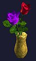 Пурпурные и красные розы в овальной вазе.jpg
